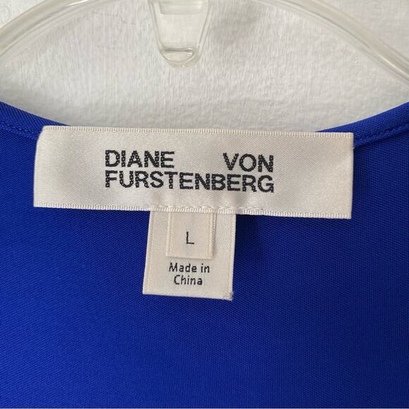 Diane Von Furstenberg Lala Blue Plunge Bodysuit size large - Picture 9 of 9